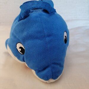 Tom's Toy Plush Shark vintage handled children's w/pouch kid's Stuffed Animal